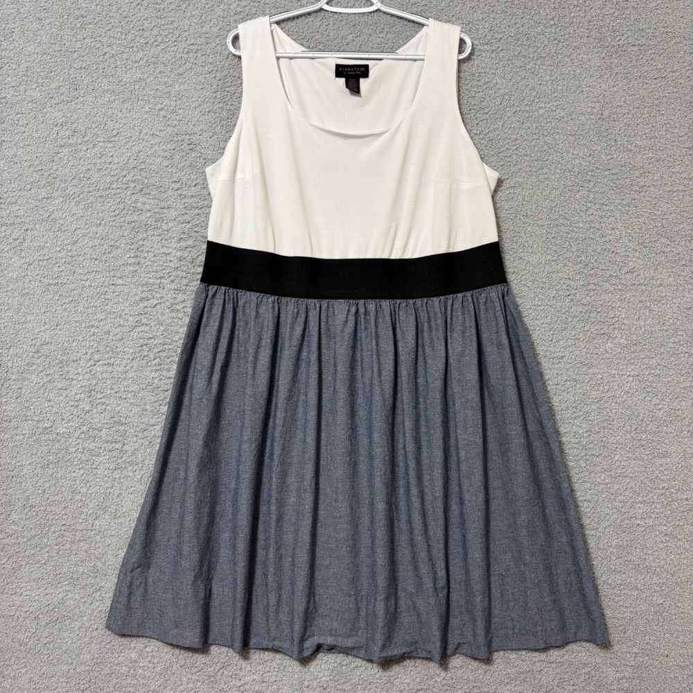 Work Casual Colorblock Fit Flare Dress Plus Size 22W Comfortable Sleeveless Midi